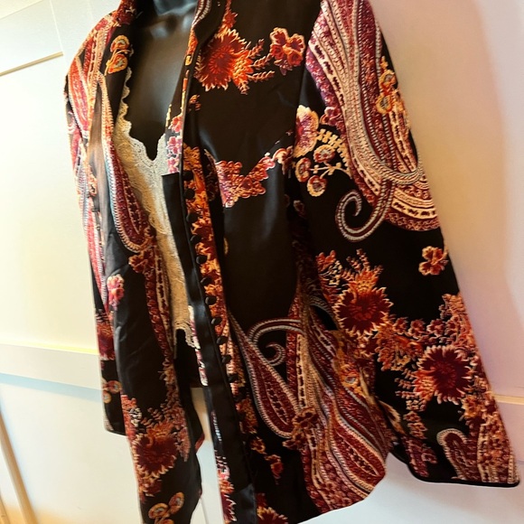 JS Collections Black and Red Embroidered Blazer - Picture 3 of 5